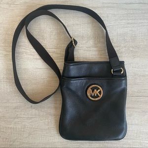 Authentic Black Gold Michael Kors Crossbody Handbag
